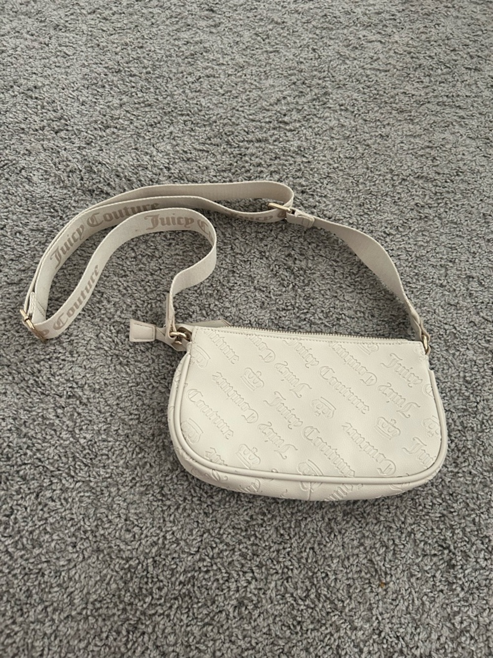 Juicy Couture Cream Embossed Crossbody with Branded Strap